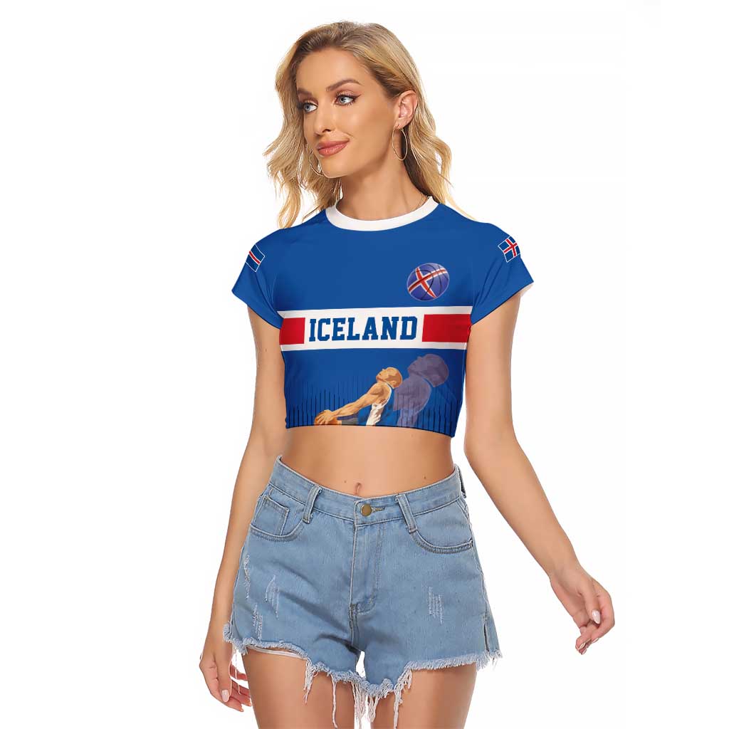 Iceland Basketball Custom Raglan Cropped T Shirt Blue Style