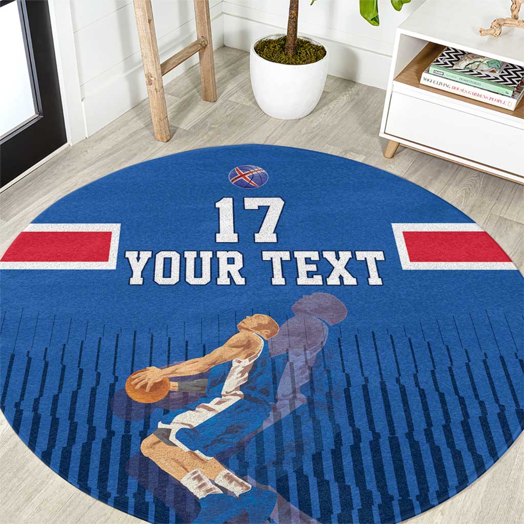 Iceland Basketball Custom Round Carpet Blue Style