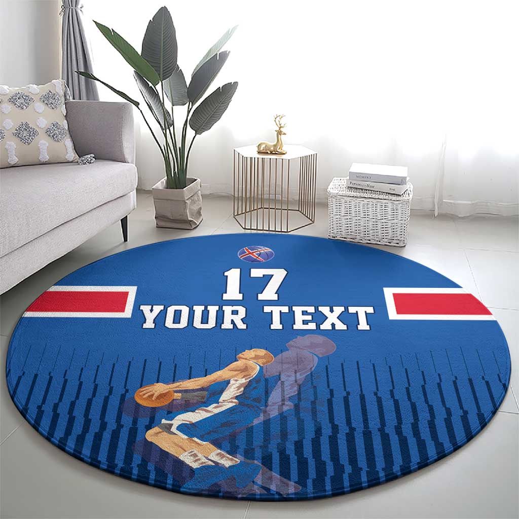 Iceland Basketball Custom Round Carpet Blue Style