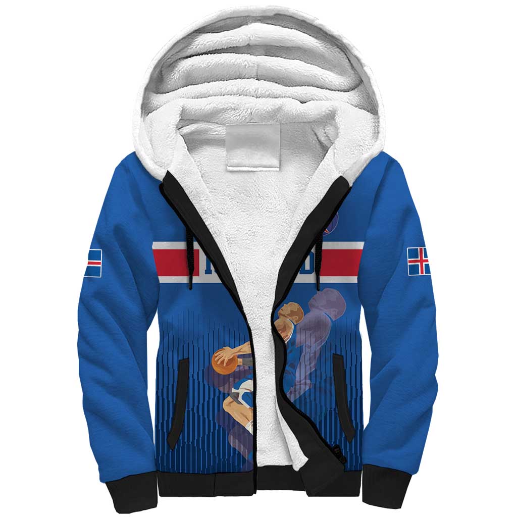 Iceland Basketball Custom Sherpa Hoodie Blue Style