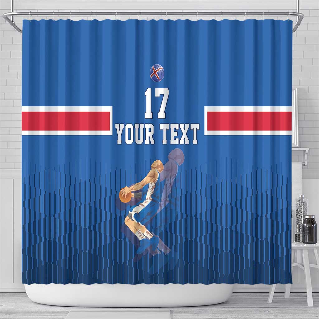 Iceland Basketball Custom Shower Curtain Blue Style