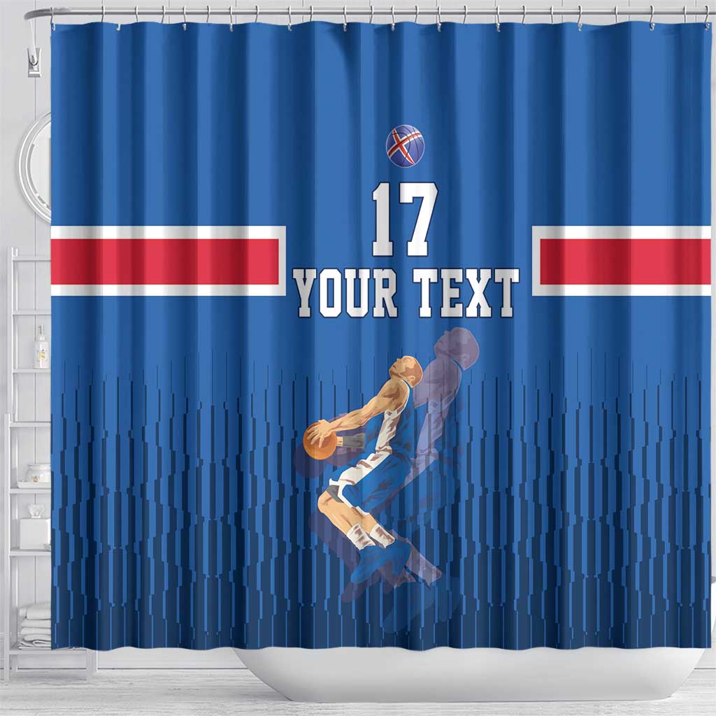 Iceland Basketball Custom Shower Curtain Blue Style