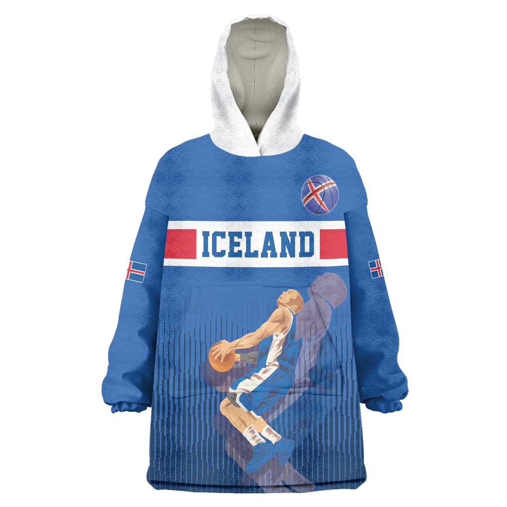 Iceland Basketball Custom Wearable Blanket Hoodie Blue Style