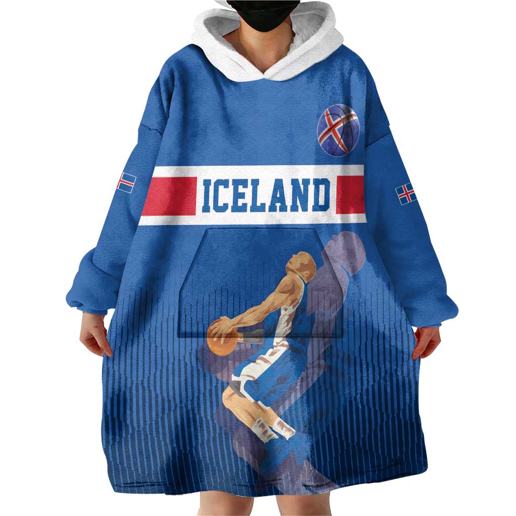 Iceland Basketball Custom Wearable Blanket Hoodie Blue Style