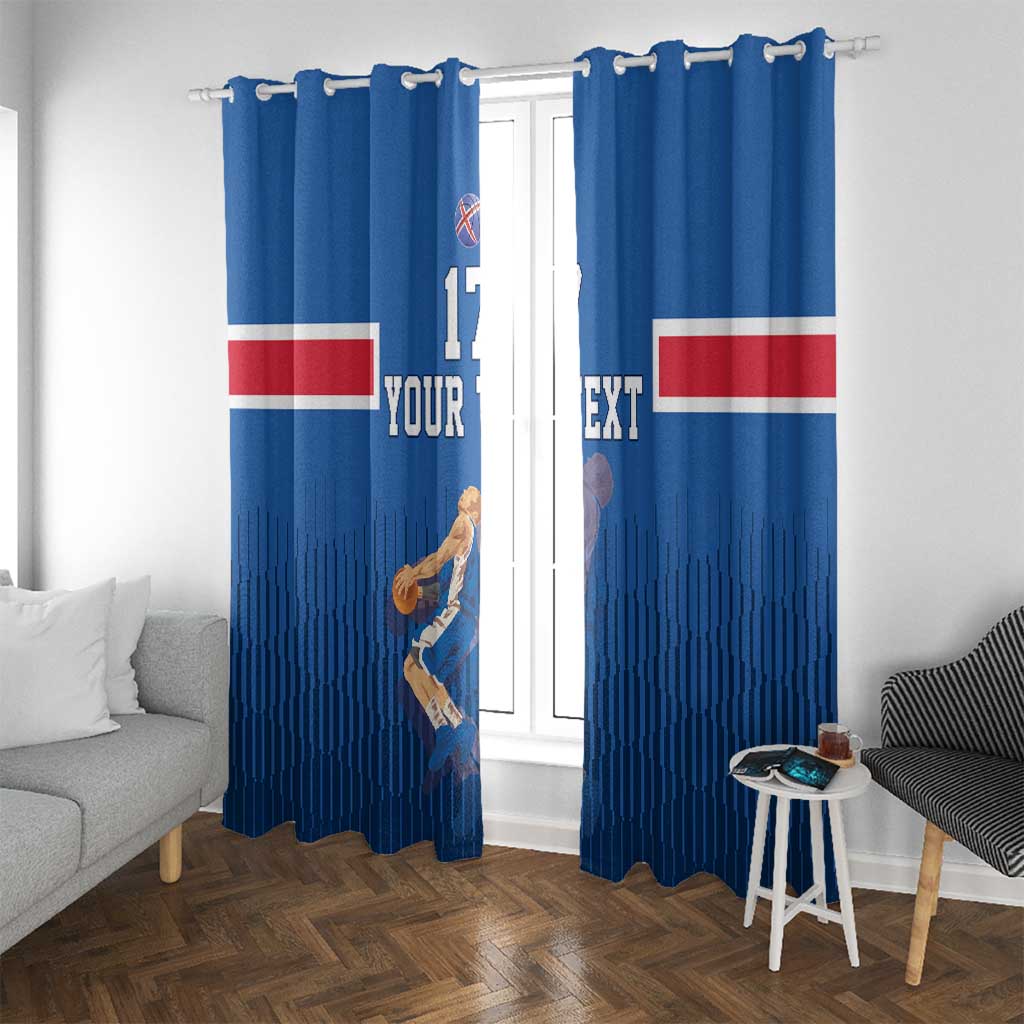 Iceland Basketball Custom Window Curtain Blue Style