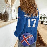 Iceland Basketball Custom Women Casual Shirt Blue Style