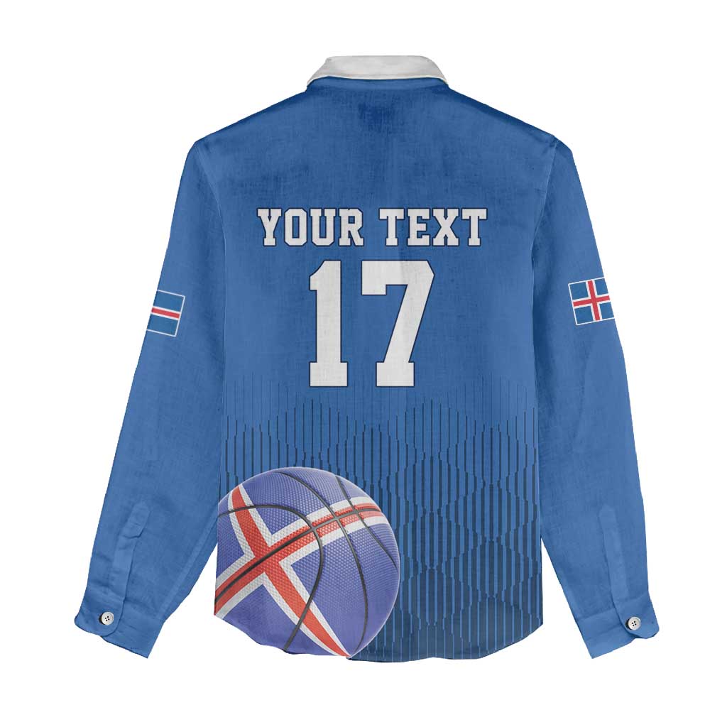 Iceland Basketball Custom Women Casual Shirt Blue Style