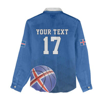 Iceland Basketball Custom Women Casual Shirt Blue Style