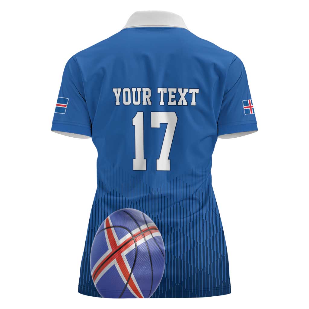 Iceland Basketball Custom Women Polo Shirt Blue Style
