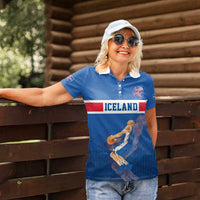 Iceland Basketball Custom Women Polo Shirt Blue Style