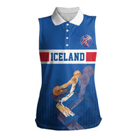 Iceland Basketball Custom Women Sleeveless Polo Shirt Blue Style