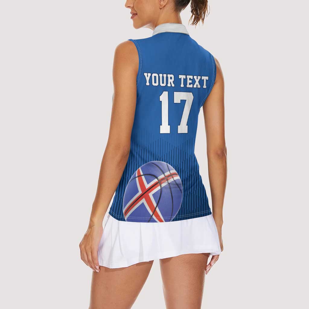 Iceland Basketball Custom Women Sleeveless Polo Shirt Blue Style