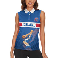 Iceland Basketball Custom Women Sleeveless Polo Shirt Blue Style