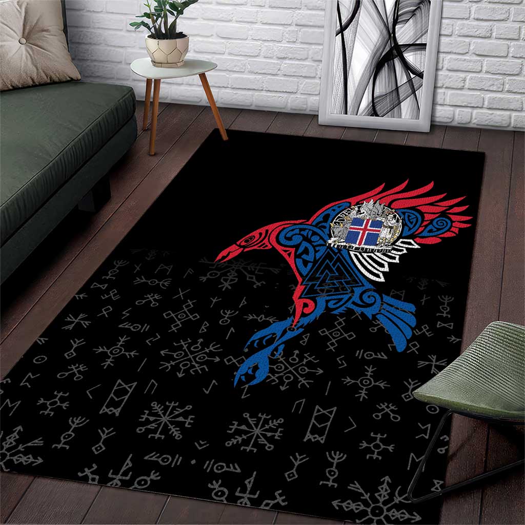 Iceland Viking Culture Area Rug Norse Mythology Raven Tattoo