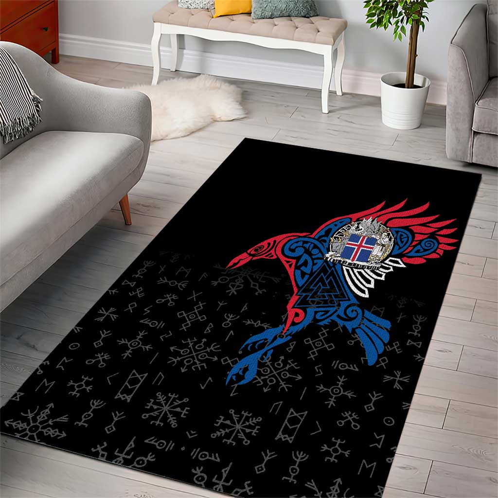 Iceland Viking Culture Area Rug Norse Mythology Raven Tattoo