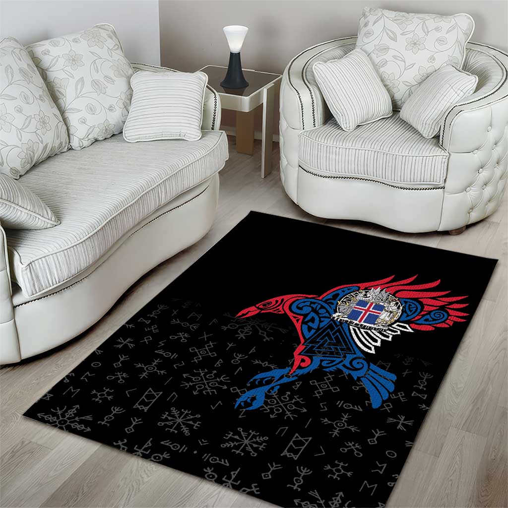 Iceland Viking Culture Area Rug Norse Mythology Raven Tattoo