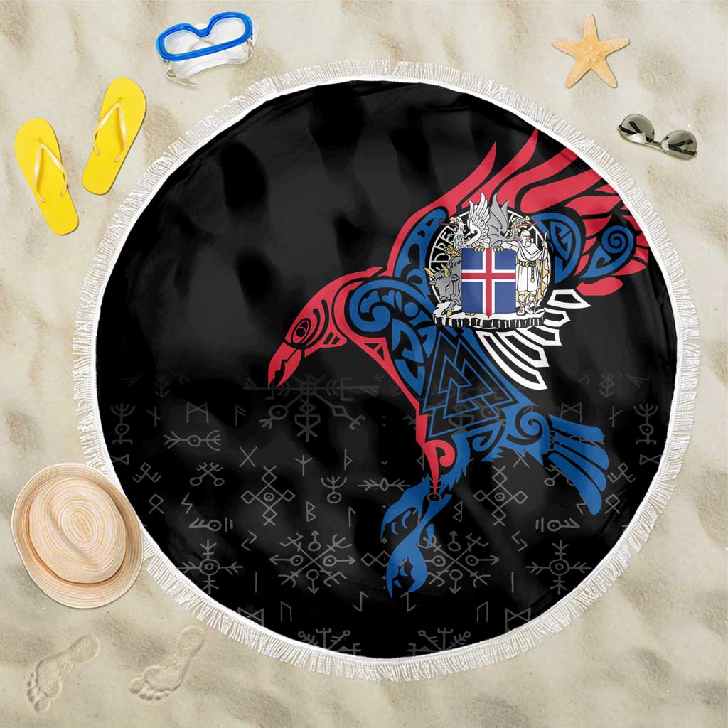 Iceland Viking Culture Beach Blanket Norse Mythology Raven Tattoo