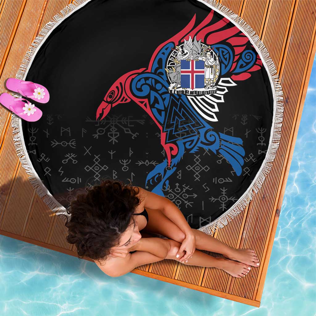 Iceland Viking Culture Beach Blanket Norse Mythology Raven Tattoo