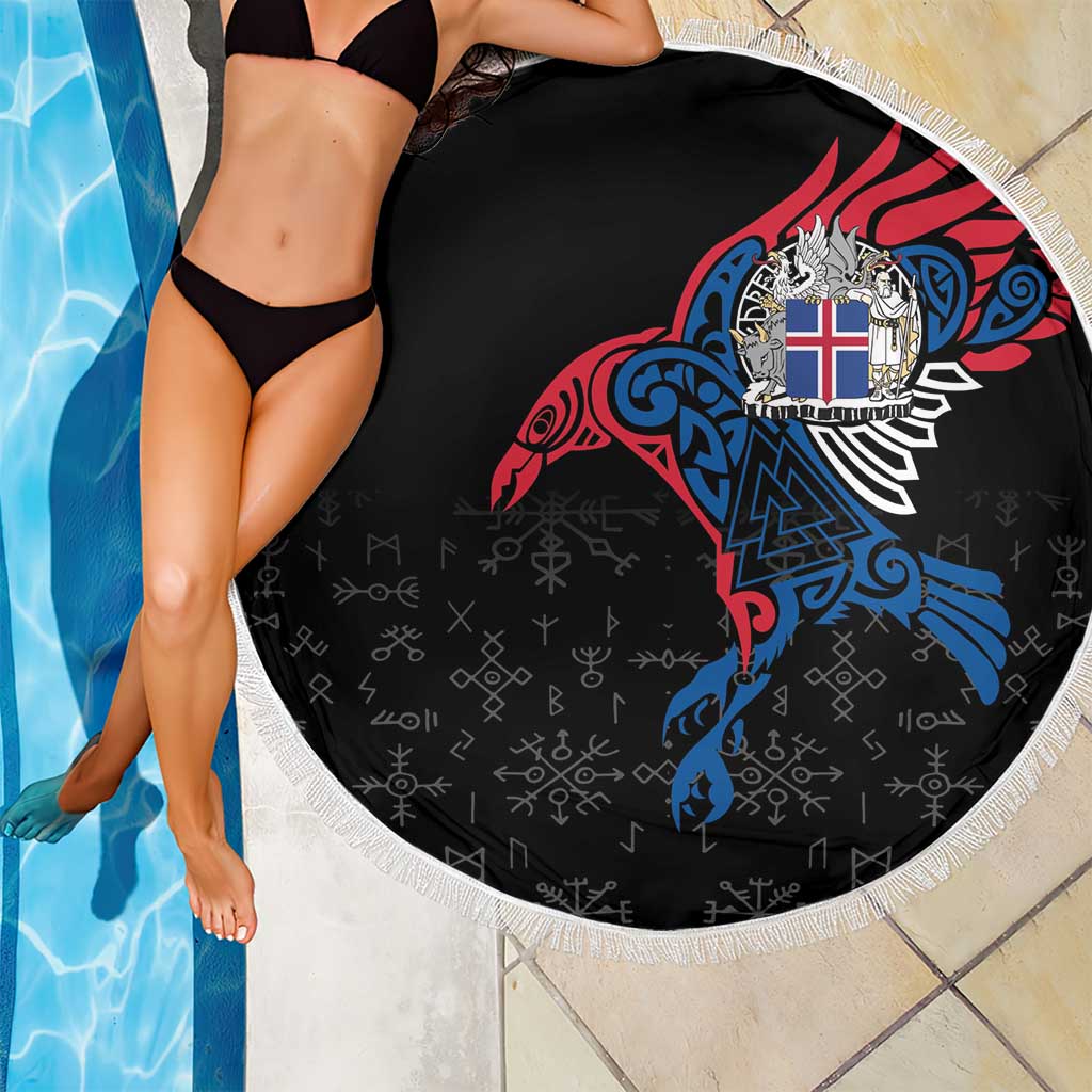 Iceland Viking Culture Beach Blanket Norse Mythology Raven Tattoo