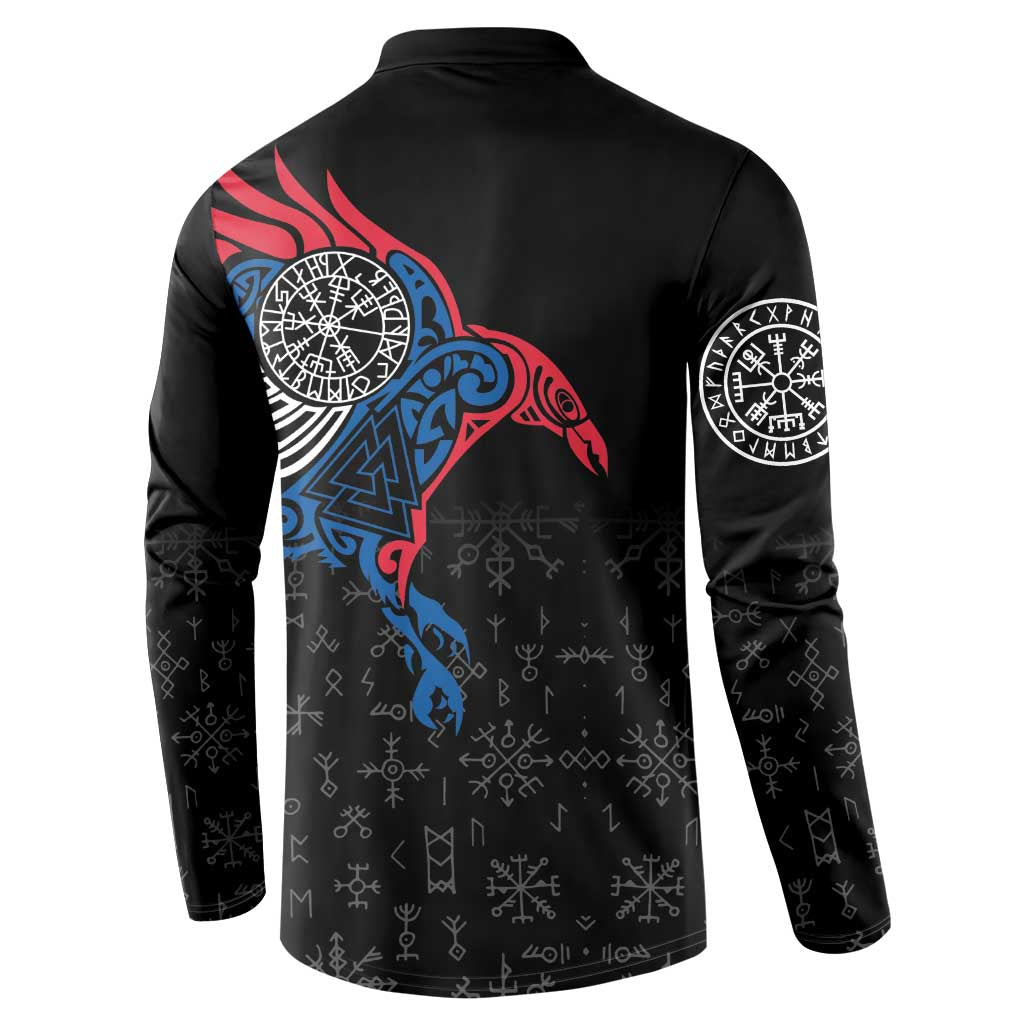 Iceland Viking Culture Button Sweatshirt Norse Mythology Raven Tattoo