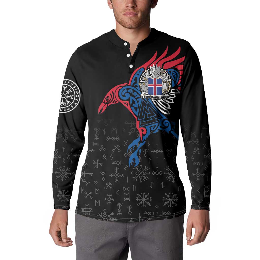 Iceland Viking Culture Button Sweatshirt Norse Mythology Raven Tattoo