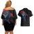 Iceland Viking Culture Couples Matching Off Shoulder Short Dress and Hawaiian Shirt Norse Mythology Raven Tattoo