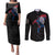 Iceland Viking Culture Couples Matching Puletasi and Long Sleeve Button Shirt Norse Mythology Raven Tattoo