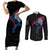 Iceland Viking Culture Couples Matching Short Sleeve Bodycon Dress and Long Sleeve Button Shirt Norse Mythology Raven Tattoo