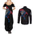 Iceland Viking Culture Couples Matching Summer Maxi Dress and Long Sleeve Button Shirt Norse Mythology Raven Tattoo