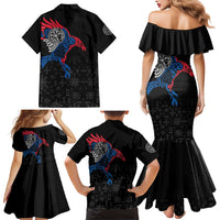 Iceland Viking Culture Family Matching Mermaid Dress and Hawaiian Shirt Norse Mythology Raven Tattoo