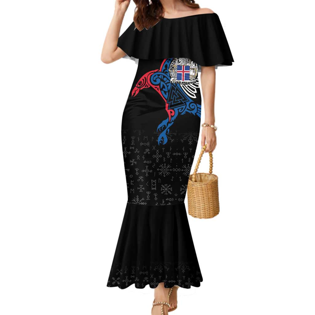 Iceland Viking Culture Family Matching Mermaid Dress and Hawaiian Shirt Norse Mythology Raven Tattoo