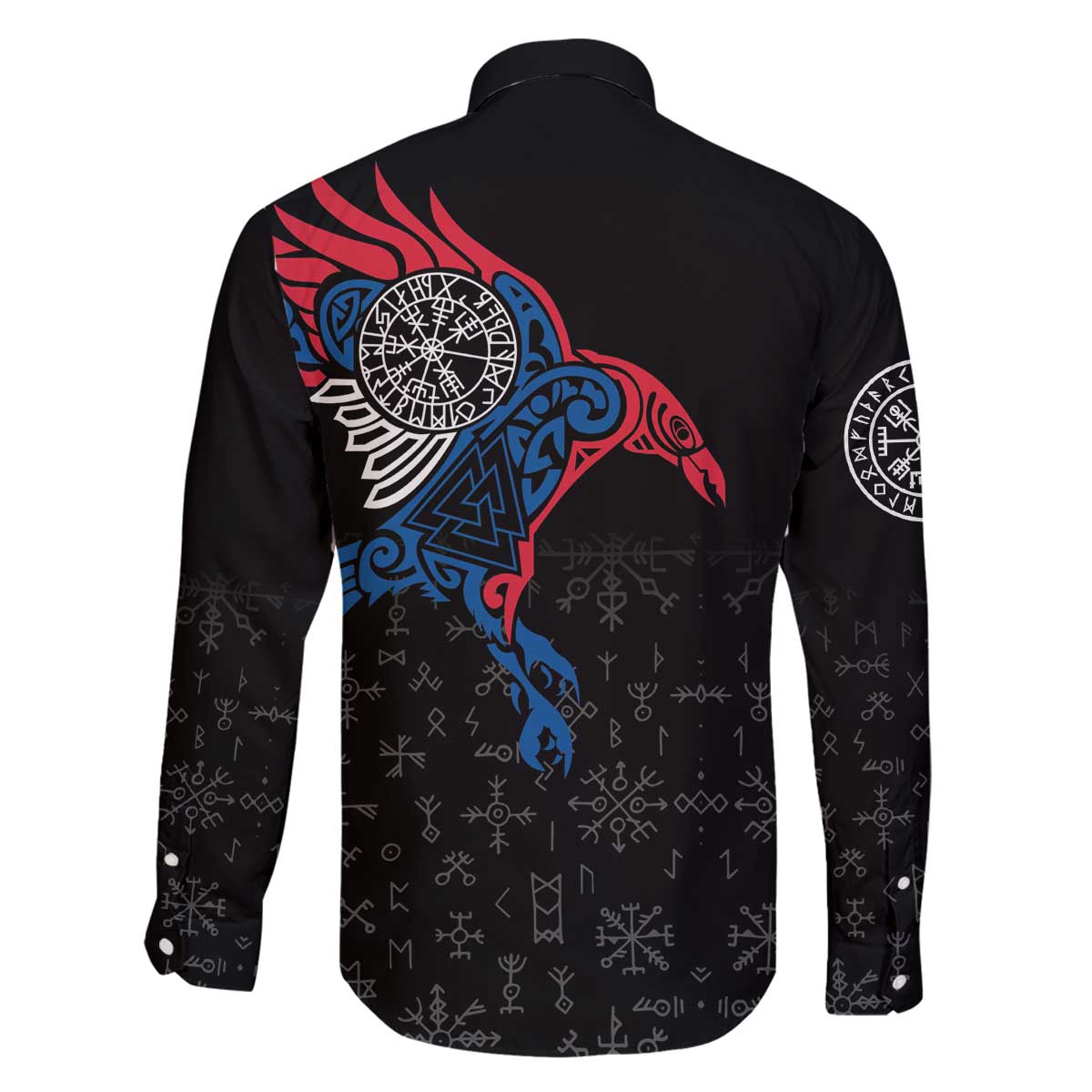 Iceland Viking Culture Family Matching Off The Shoulder Long Sleeve Dress and Hawaiian Shirt Norse Mythology Raven Tattoo