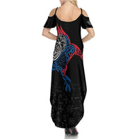 Iceland Viking Culture Family Matching Summer Maxi Dress and Hawaiian Shirt Norse Mythology Raven Tattoo