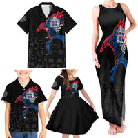 Iceland Viking Culture Family Matching Tank Maxi Dress and Hawaiian Shirt Norse Mythology Raven Tattoo
