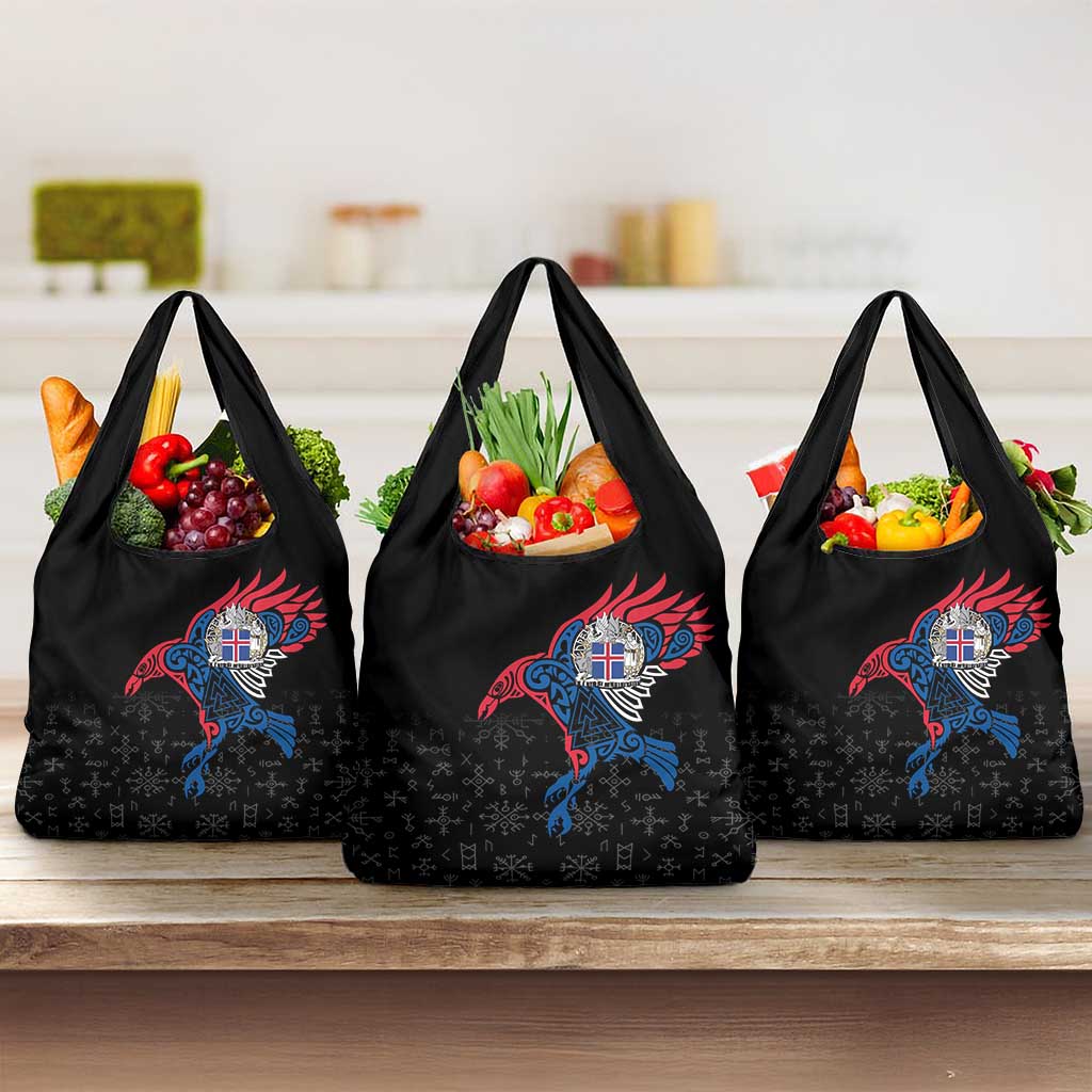 Iceland Viking Culture Grocery Bag Norse Mythology Raven Tattoo