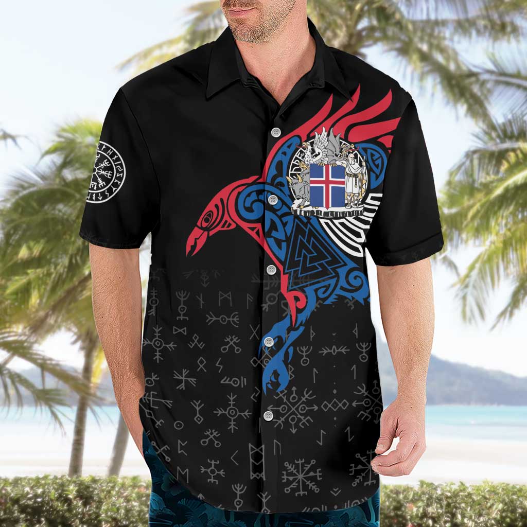 Iceland Viking Culture Hawaiian Shirt Norse Mythology Raven Tattoo