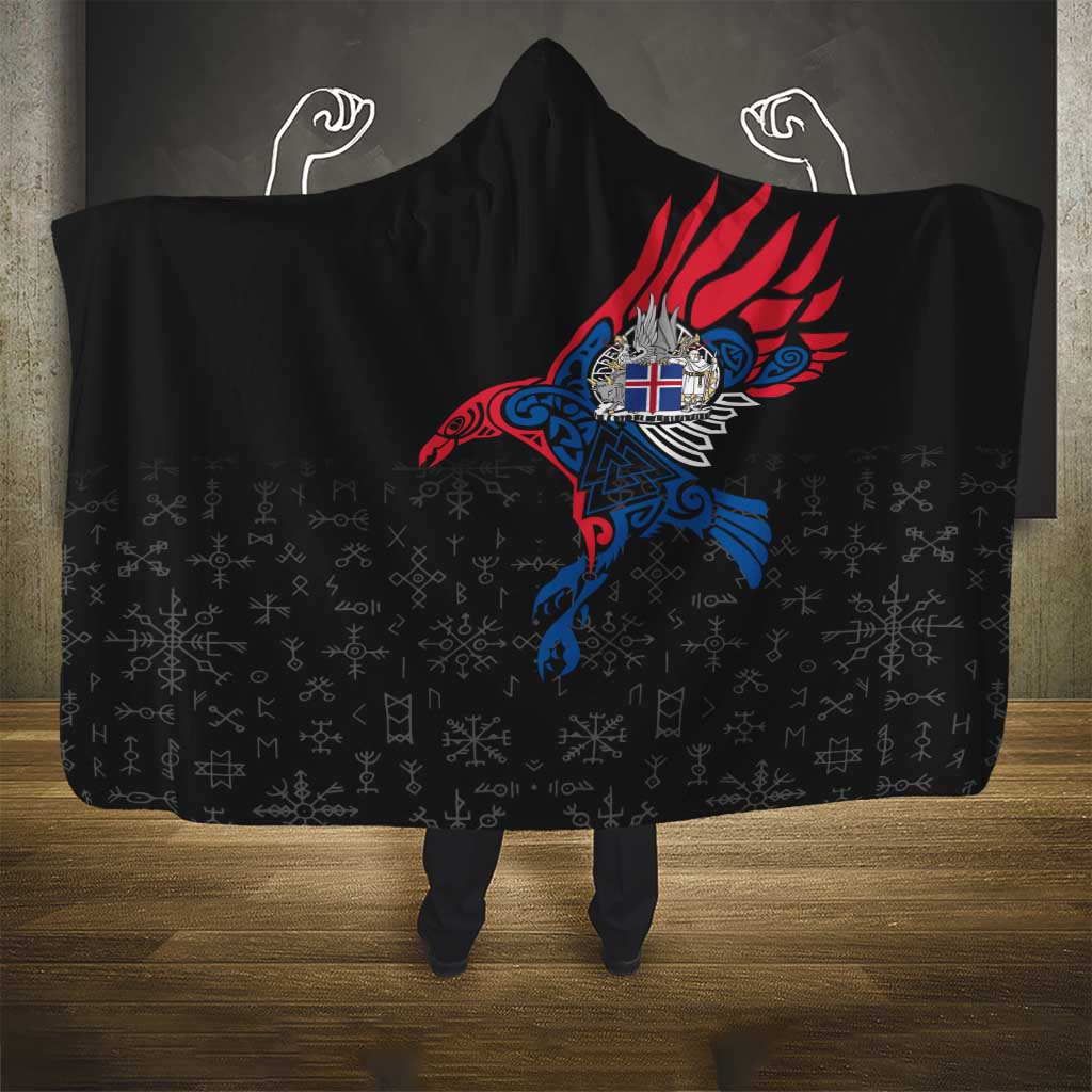 Iceland Viking Culture Hooded Blanket Norse Mythology Raven Tattoo