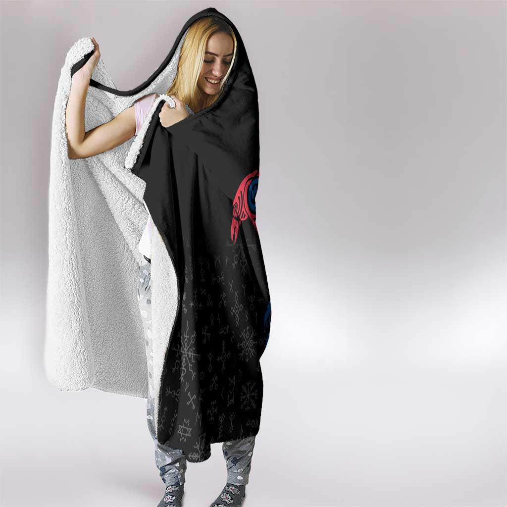Iceland Viking Culture Hooded Blanket Norse Mythology Raven Tattoo