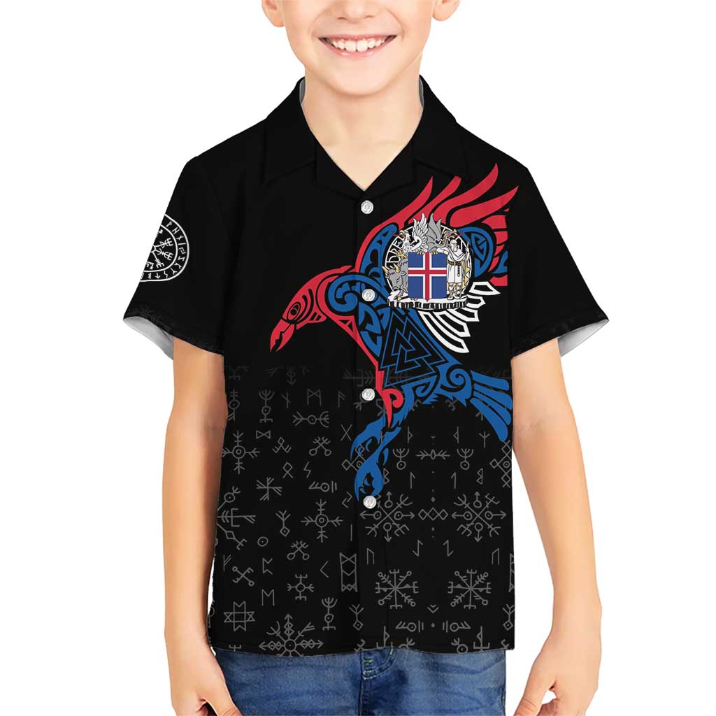 Iceland Viking Culture Kid Hawaiian Shirt Norse Mythology Raven Tattoo