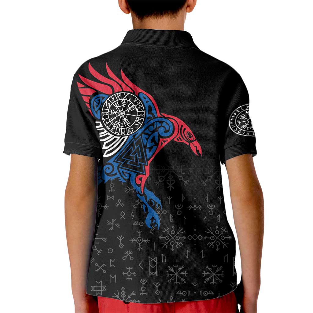 Iceland Viking Culture Kid Polo Shirt Norse Mythology Raven Tattoo