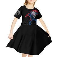 Iceland Viking Culture Kid Short Sleeve Dress Norse Mythology Raven Tattoo