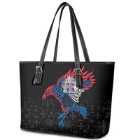 Iceland Viking Culture Leather Tote Bag Norse Mythology Raven Tattoo