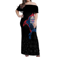 Iceland Viking Culture Off Shoulder Maxi Dress Norse Mythology Raven Tattoo