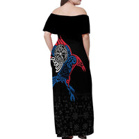 Iceland Viking Culture Off Shoulder Maxi Dress Norse Mythology Raven Tattoo