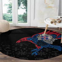 Iceland Viking Culture Round Carpet Norse Mythology Raven Tattoo