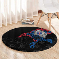 Iceland Viking Culture Round Carpet Norse Mythology Raven Tattoo