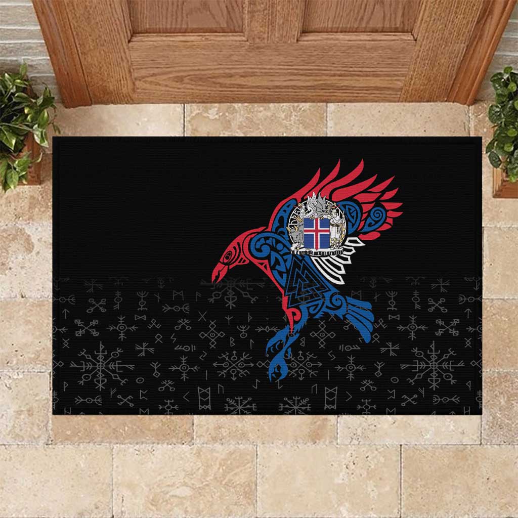 Iceland Viking Culture Rubber Doormat Norse Mythology Raven Tattoo