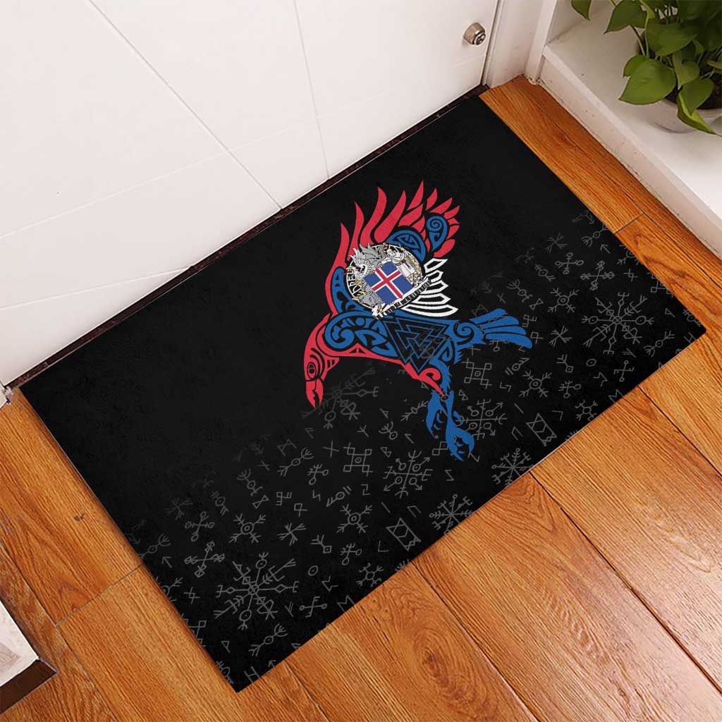 Iceland Viking Culture Rubber Doormat Norse Mythology Raven Tattoo