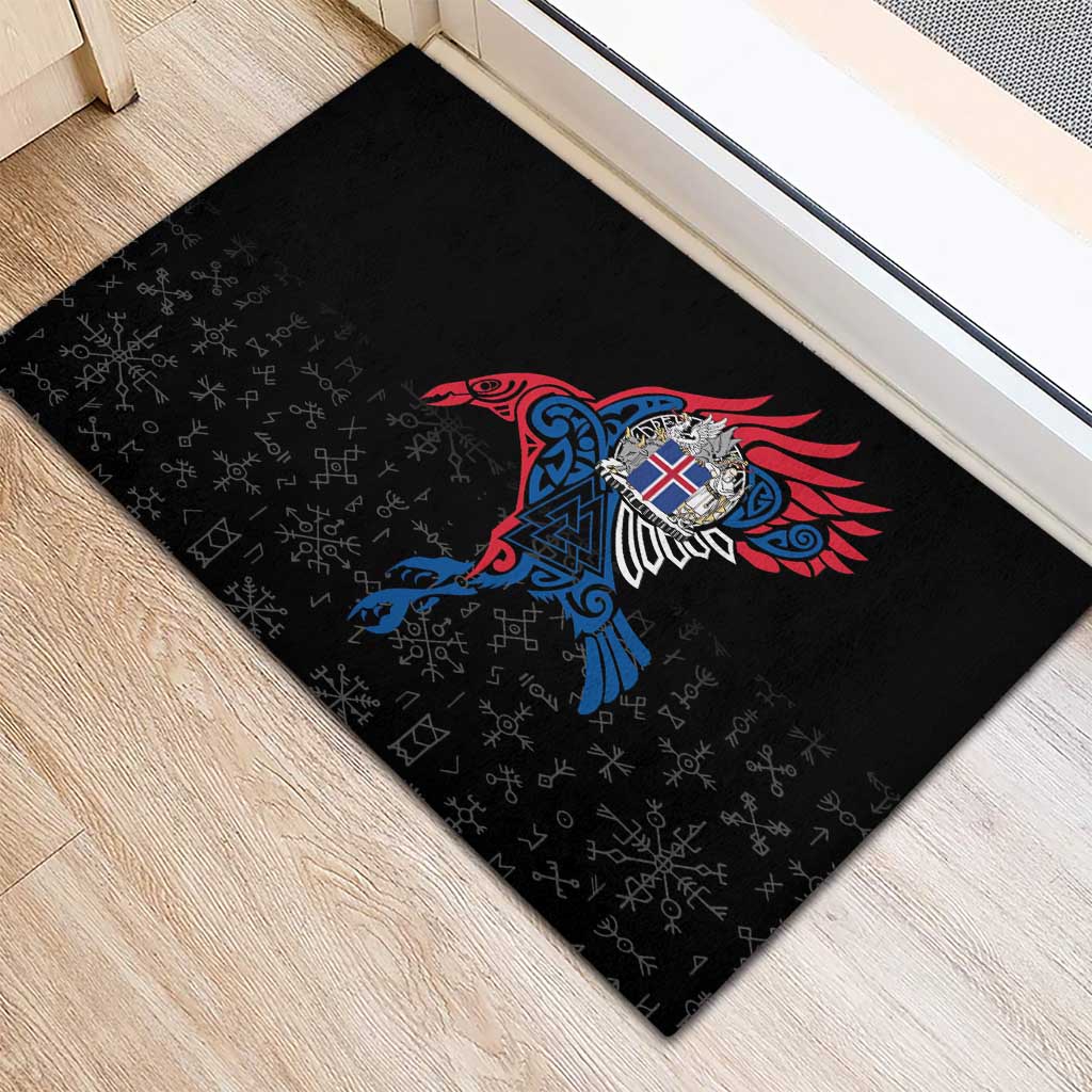 Iceland Viking Culture Rubber Doormat Norse Mythology Raven Tattoo