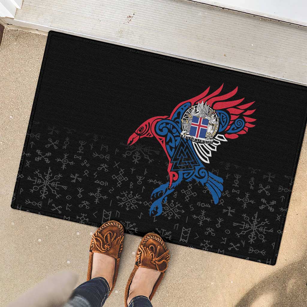 Iceland Viking Culture Rubber Doormat Norse Mythology Raven Tattoo